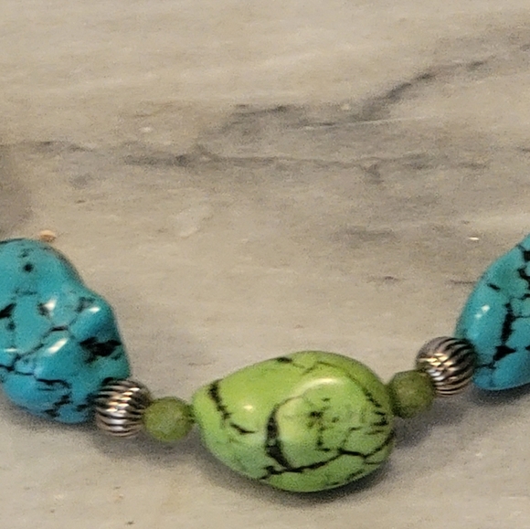 Artisan Crafted Sterling Turquoise Jade Necklace 24.5" - Picture 6 of 8